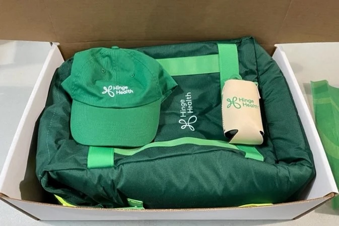 Hinge Health Swag Hinge Health swag, provided by Hinge Health